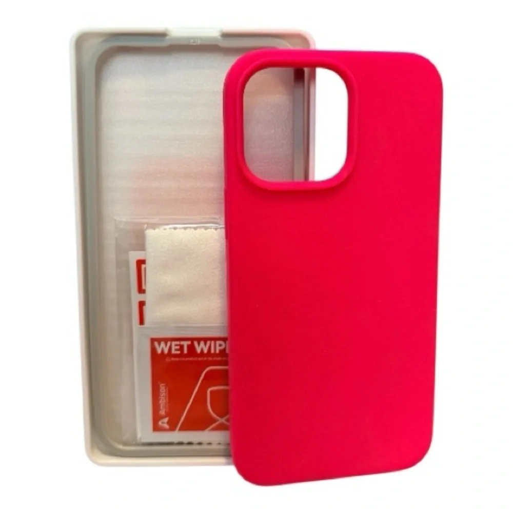 💖 iPhone 16 Pro Max Hot Pink Silicone Case + Matte Glass Screen Protector